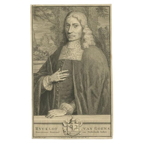 Antique Portrait of Van Goens, Governor General of Dutch East Indies, 1726