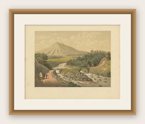 Antique Print of the Ciliwung River on Java by M.T.H. Perelaer, 1888, shown framed