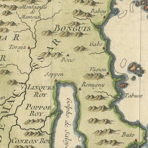 Antique Map of Celebes 'Sulawesi, Indonesia' by Bellin, ciarca 1755, close-up 2