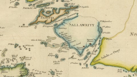 Antique Map of Raja Ampat and New Guinea, Bellin, Papuan Islands c.1749, close-up 2