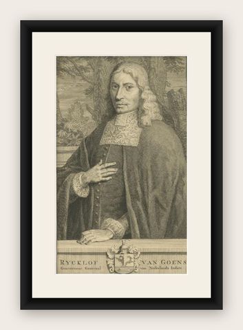 Antique Portrait of Van Goens, Governor General of Dutch East Indies, 1726, shown framed
