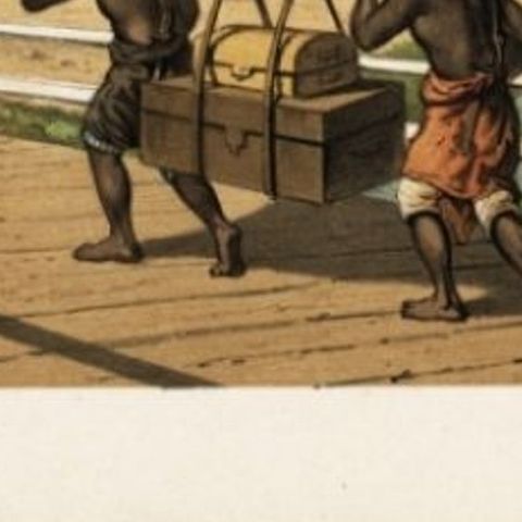 Antique Print of Native 'Koelies' or Carriers on Java, Indonesia, 1888, close-up 2