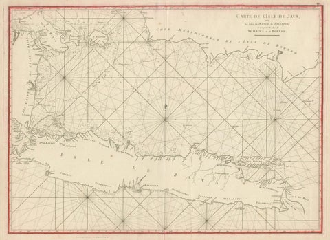 Antique Sea Chart Java Indonesia, Mannevillette Neptune Oriental 1775