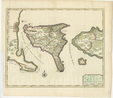 1726 Valentyn's Map of Bali and Lombok, Original Engraving, view 2