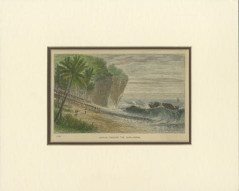 Landing Through the Surf, Ceram, late 19th-century hand-colored wood engraving, view 2