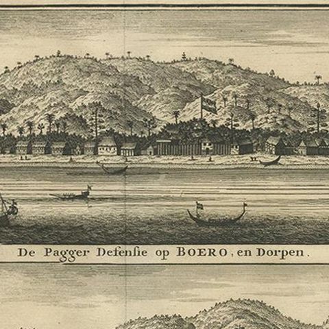 Antique Print of the Trading Posts of Ambon by Valentijn, 1726, close-up 1