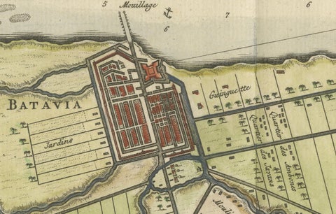 Map of Batavia’s Surroundings with Early Reference to Jakarta, Indonesia, c.1770, close-up 4