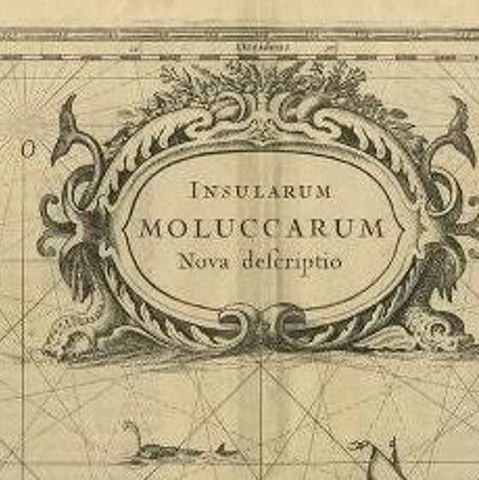 Antique Map of the Moluccas in Indonesia by Janssonius, C.1650, close-up 1