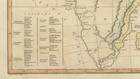 Islamic World Map with Africa, Middle East, India, Indies, Wilkinson 1817, close-up 5