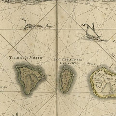 Old Map of the Moluccas, Known as the Famous Spice Islands, Indonesia, ca.1730, close-up 2