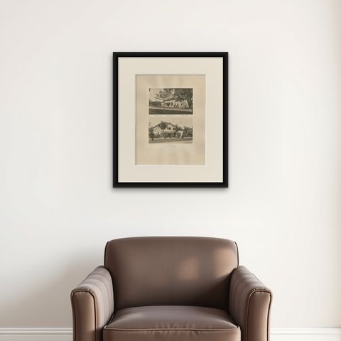 Antique Photogravures of Medan’s White Club & Restaurant de Boer, Sumatra c.1900, shown framed on a wall, true to size
