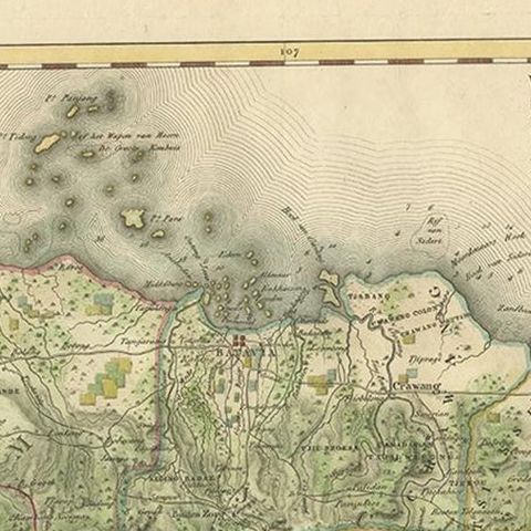 Antique Map of Bantam, Jakarta and Cirebon by Van den Bosch '1818', close-up 1