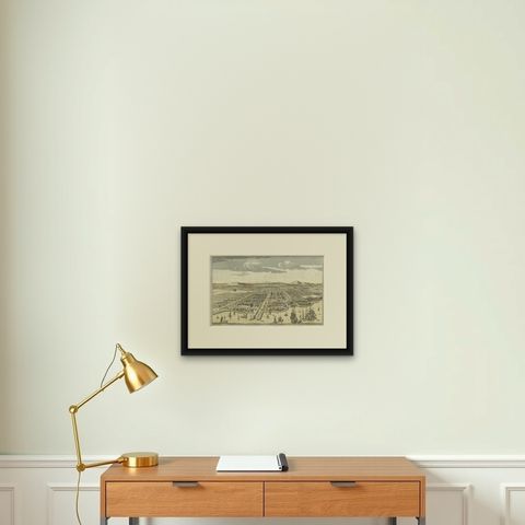 Antique Print of Batavia or nowadays Jakarta, Indonesia, c.1755, shown framed on a wall, true to size