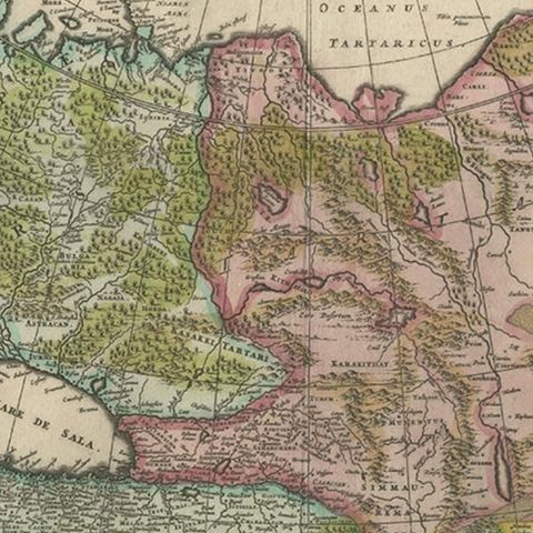Antique Map of Asia and the East Indies and Korea as a Peninsula, ca.1660, close-up 1
