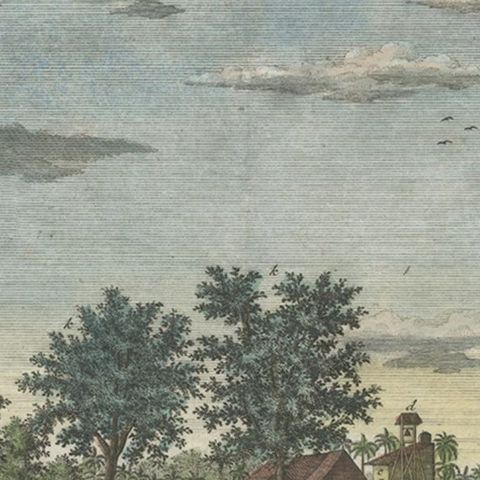 Old Antique Print of Fort Noordwijk, Batavia 'Jakarta, Indonesia', 1739, close-up 3