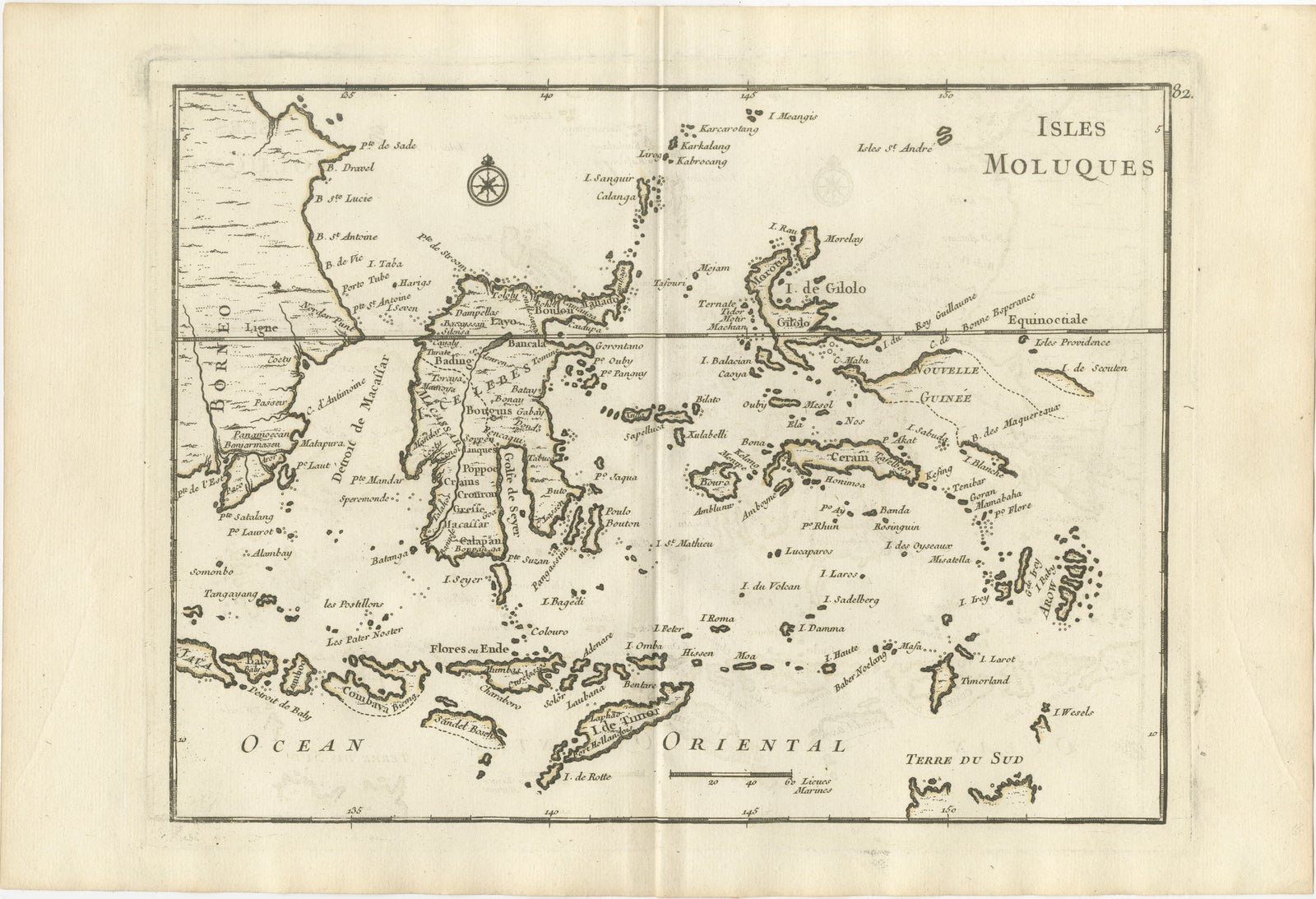 Antique Map of the Moluccas & Celebes, Le Rouge, French Engraving c.1750