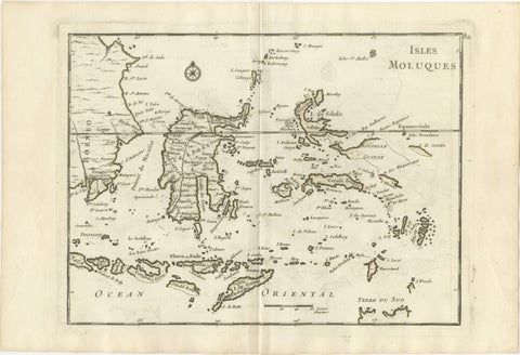 Antique Map of the Moluccas & Celebes, Le Rouge, French Engraving c.1750