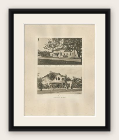 Antique Photogravures of Medan’s White Club & Restaurant de Boer, Sumatra c.1900, shown framed