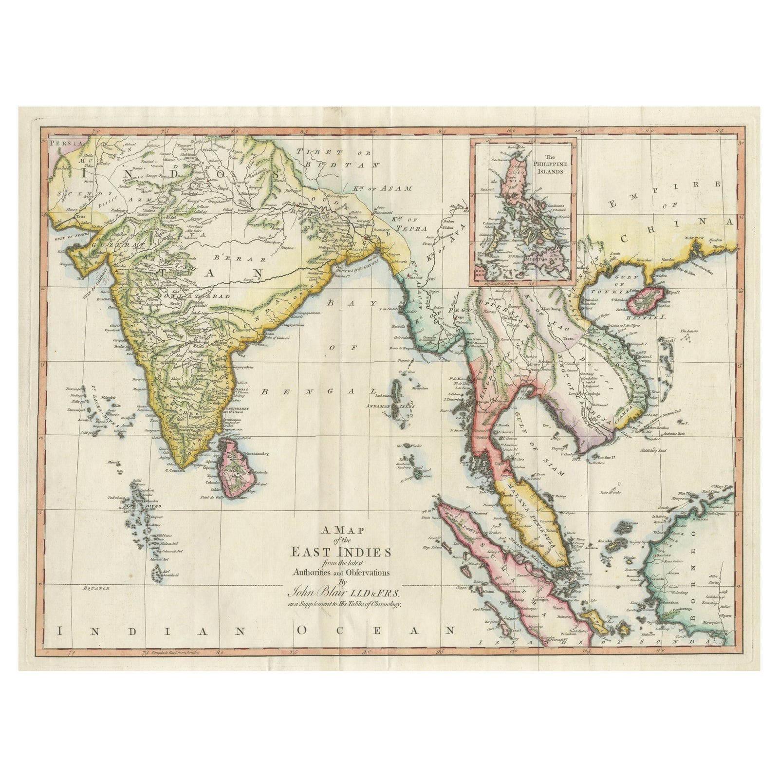 Antique Map of the East Indies by T. Kitchin, Engraved, Circa 1779