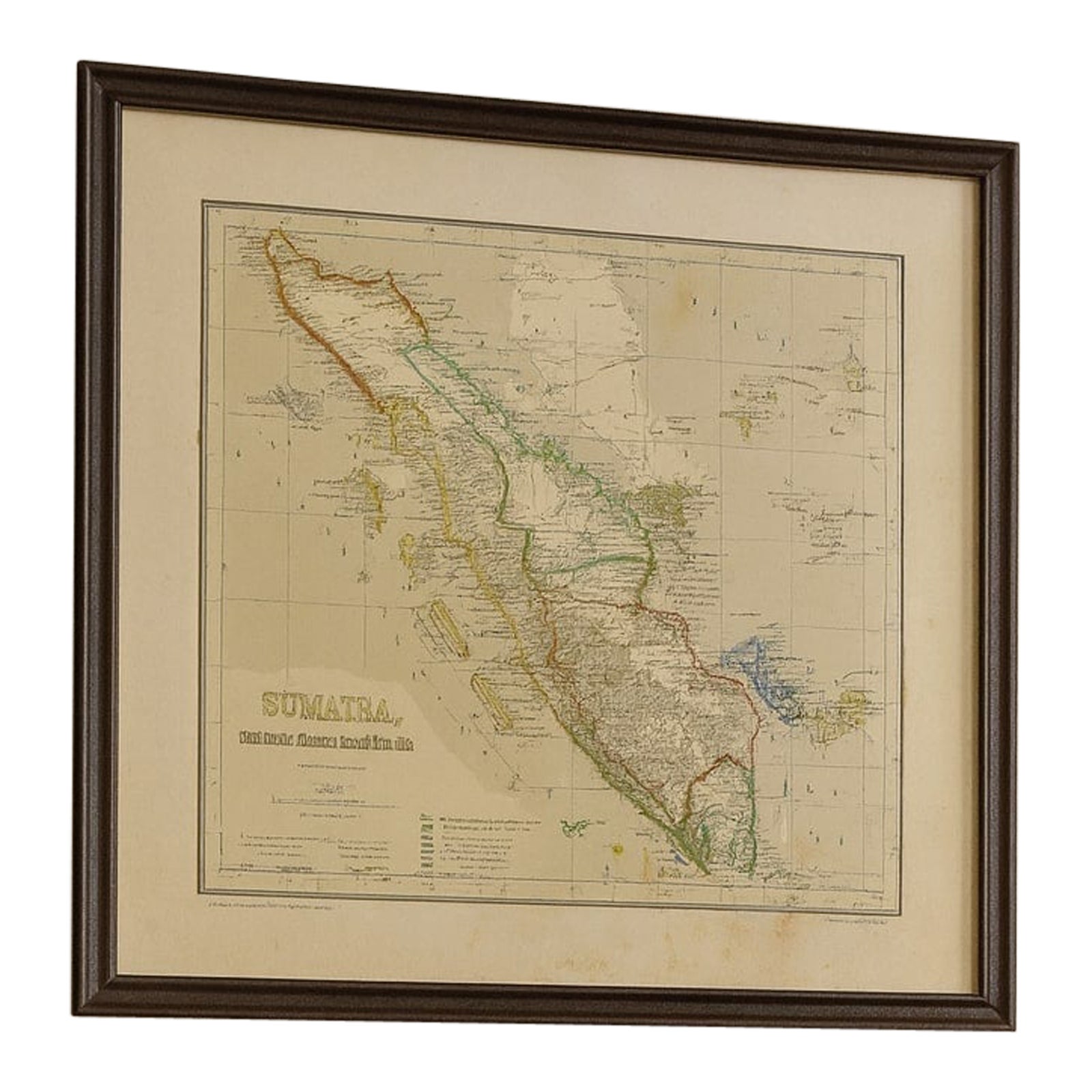 Antique Map of Sumatra, Bangka Belitung and Riau in the Dutch East Indies, 1884