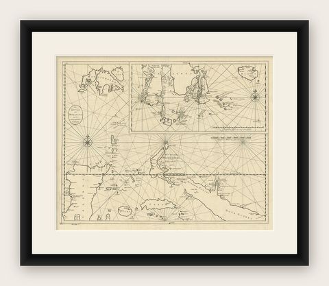 Large Antique Detailed Map of a Part of the Spice Islands, Indonesia, 1726, shown framed