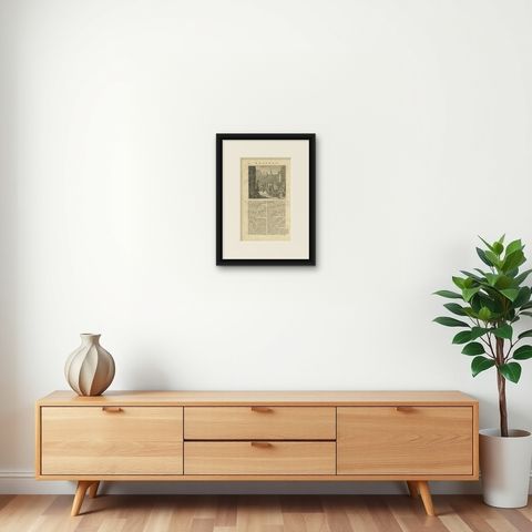 Antique Print of the Decapitation of Regent Terbile by Valentijn, 1726, shown framed on a wall, true to size