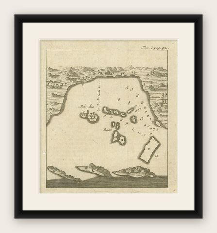 Antique Map of the Bay of Bantam, c.1720, shown framed