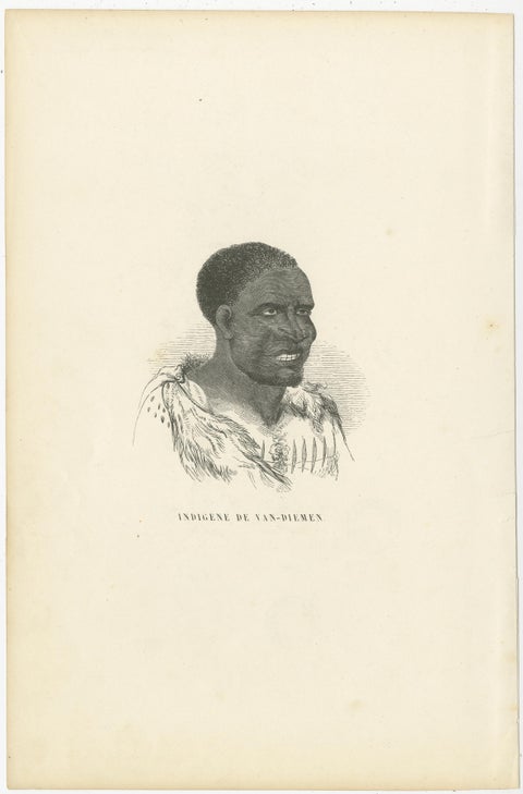 Set of 4 Antique Prints of Natives of Timor, Tahiti, Tasmania & New Zealand 1845, view 4