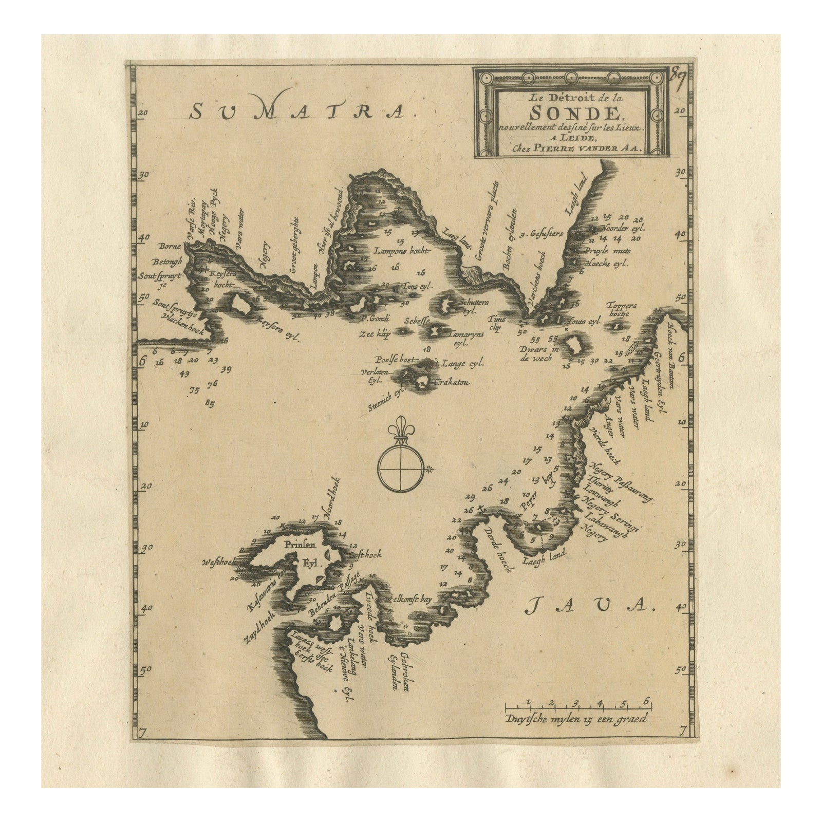 Sunda Strait Sea Chart, Sumatra and Java, Dutch Engraving c.1700