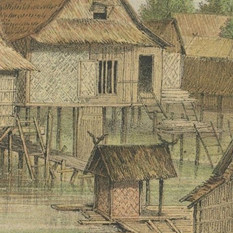 Print of Tenggarong in East-Kalimantan on The Island of Borneo, Indonesia, 1881, close-up 2