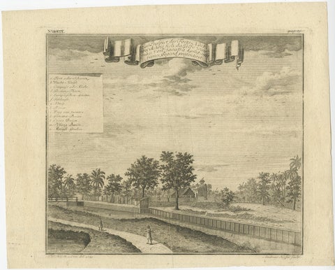 Old Antique Print of Fort Noordwijk, Batavia in the Dutch East Indies, 1739, view 2