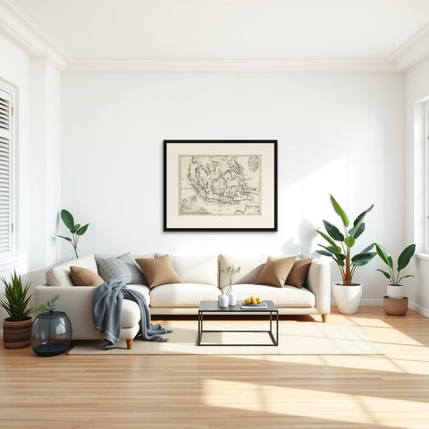 Original Antique Map of the Philippines, Malaysia, Indonesia, Singapore, c.1690, shown framed in a room, true to size