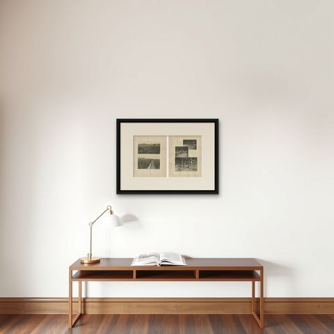 Sumatra Tobacco Cultivation & Drying Barns, Deli Estates Photographic Pair 1910, shown framed on a wall, true to size