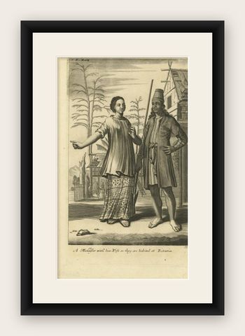 A Makasser Man with his Wife as they are Habited at Batavia, Indonesia, c1744, shown framed