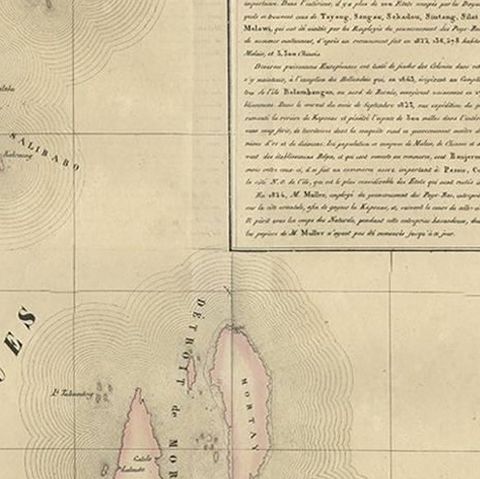 Antique Map of Southern Mindanao, Sulawesi and Gilolo Halmahera, Indonesia, 1827, close-up 2