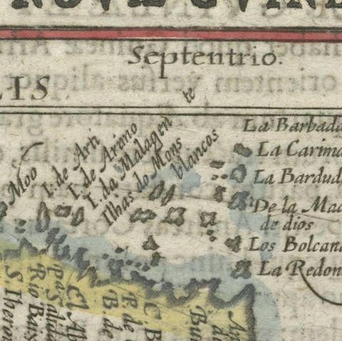 Rare Original Miniature Map of Papua New Guinea and the Salomon Islands, 1600, close-up 1