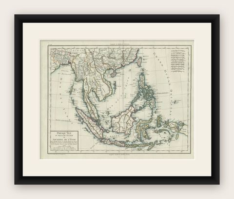 1797 Tardieu Map of Southeast Asia: The Malay Archipelago and Beyond, shown framed