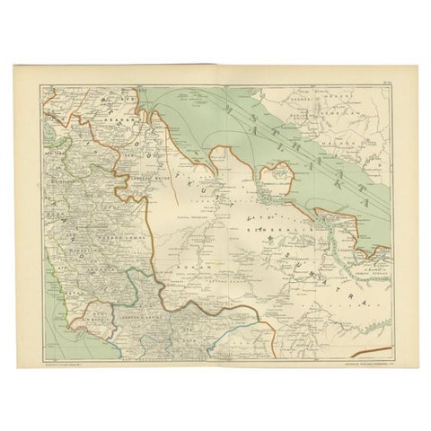 Antique Map of the East Coast of Sumatra , Indonesia, 1900