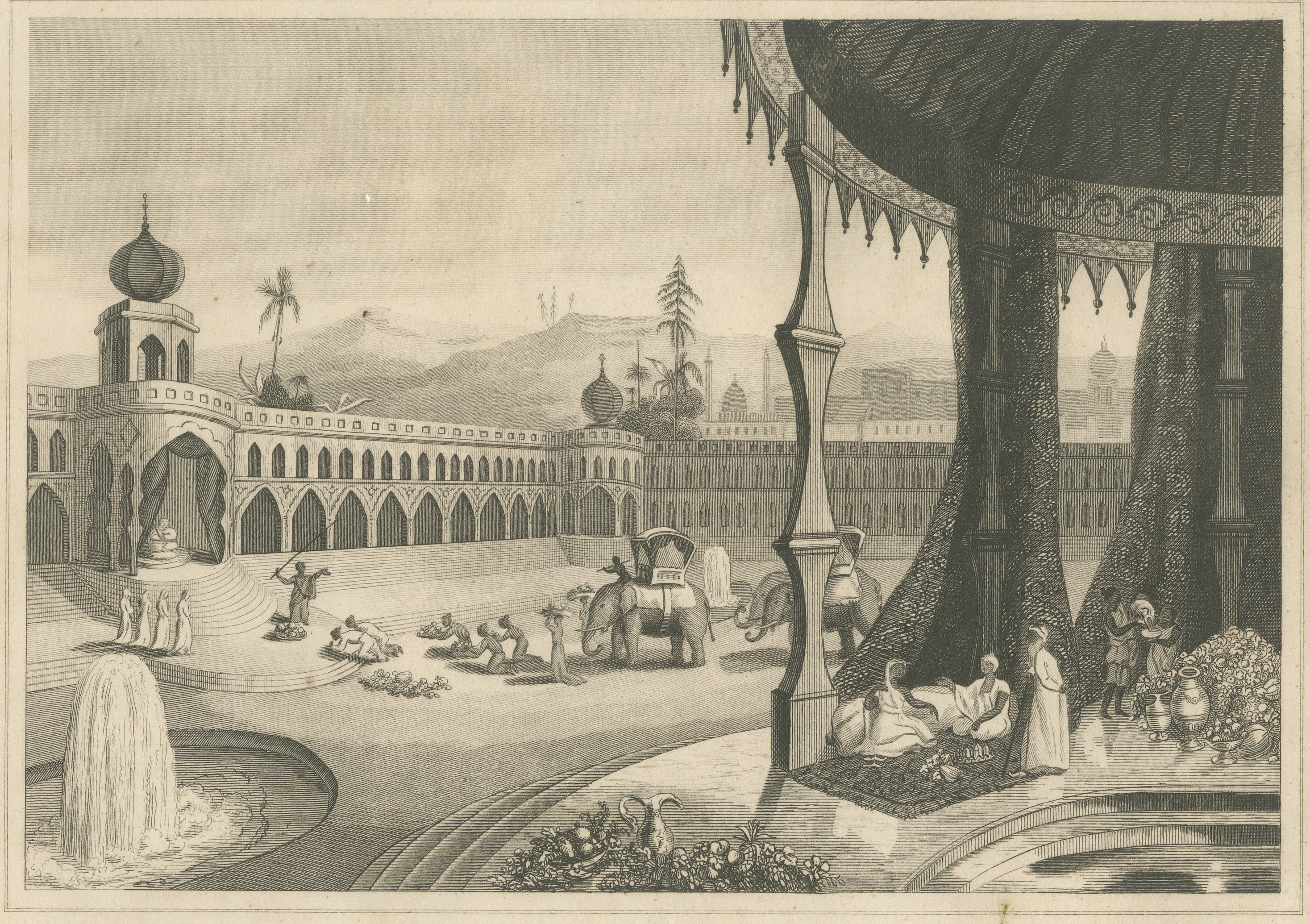 Scene in the East Indies, Offerings to the Great Brahma, Engraving, circa 1820