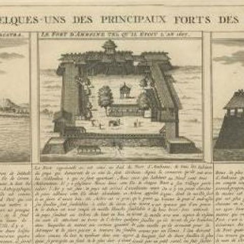Antique Print of Forts and Views of the East Indies or Nowadays Indonesia, 1719, close-up 1