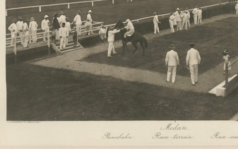 Medan Race-Course, Colonial Era Horse Racing Scene, Antique Photogravure c.1900, close-up 1