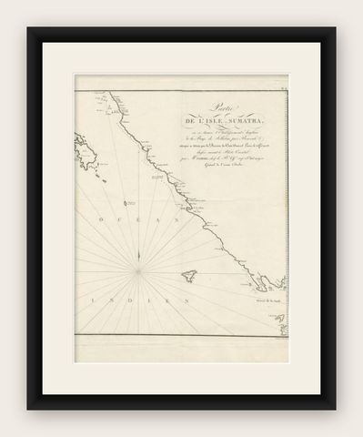 Antique Map of Sumatra by Tardieu, 1811, shown framed