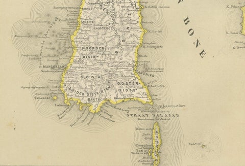 Antique Two-Sheet Map of Celebes Sulawesi, Dornseiffen, Dutch East Indies, 1884, close-up 3