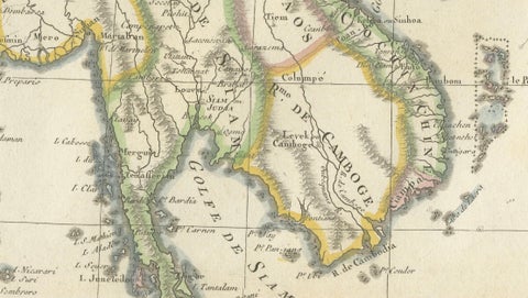 Elegant 18th Century Map of Southeast Asia, Siam, Sumatra & Java by Bonne, 1787, close-up 4