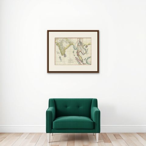 Antique Map of the East Indies by T. Kitchin, Engraved, Circa 1779, shown framed on a wall, true to size