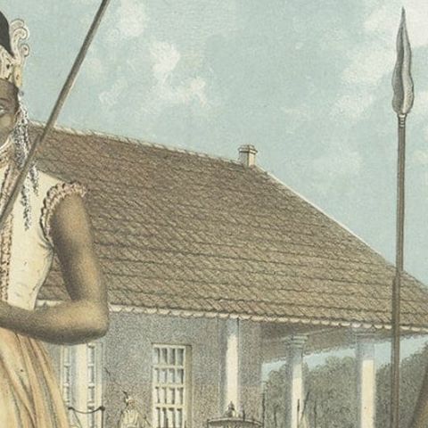 Antique Hand-Colored Print of a Regent in the Dutch East Indies, 1854, close-up 1