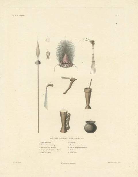 Antique Print of Artifacts from the Haven of Doreri, New Guinea, view 3