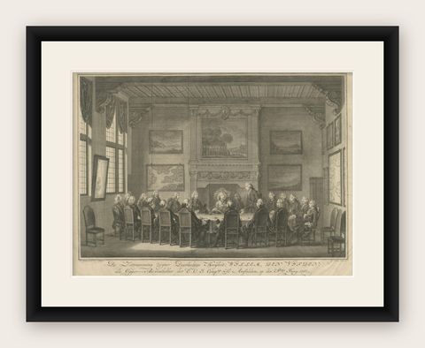 Meeting of the VOC Directors with Prince William V, Amsterdam 1768, shown framed