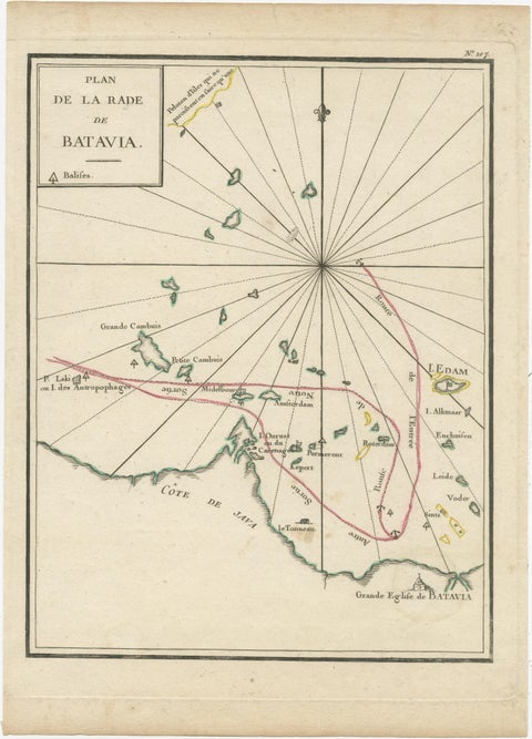 Interesting Map of the Thousand Islands in the Bay of Batavia 'Jakarta', ca.1740, view 2