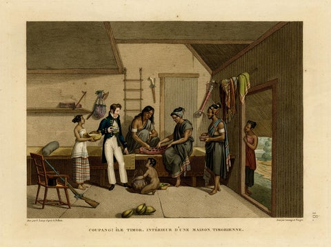 Interior with Native Timorese and an European in Kupang, Indonesia, 1825, view 2